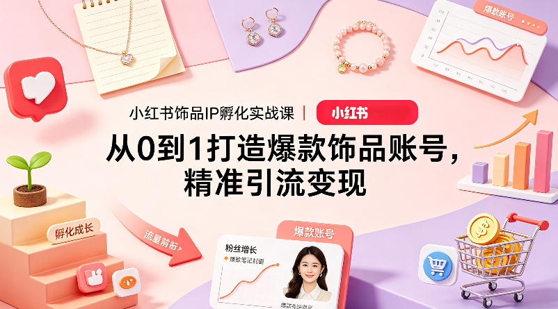 小红书饰品IP孵化实战课｜从0到1打造爆款饰品账号，精准引流变现 - 渡客网创