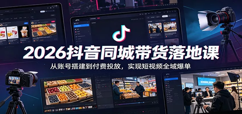2026抖音同城带货落地课：从账号搭建到付费投放，实现短视频全域爆单 - 渡客网创