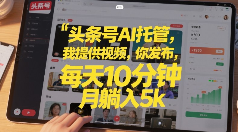 头条号AI托管，我提供视频，你发布，每天10分钟，月躺入5k+【揭秘】 - 渡客网创