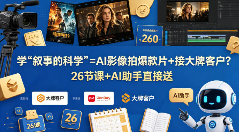 学《叙事的科学》=AI影像拍爆款片+接大牌客户？26节课+AI助手直接送【原创双语字幕】 - 渡客网创