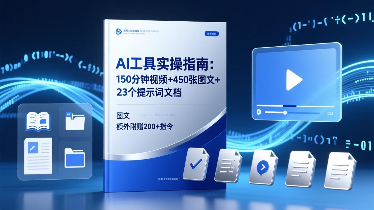 AI工具实操指南：150分钟视频+450张图文+23个提示词文档，额外附赠200+指令 - 渡客网创