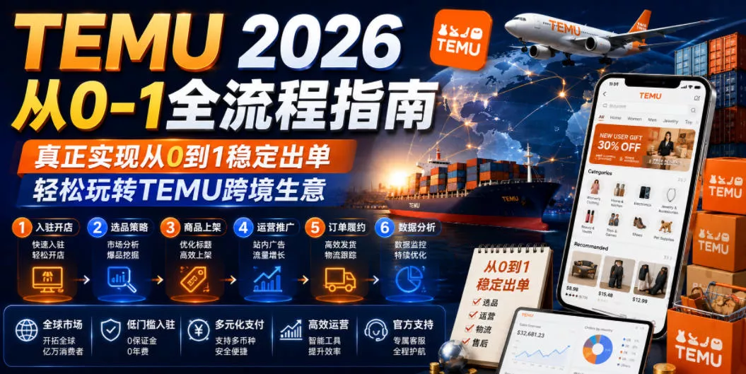 TEMU 2026从0-1全流程指南，真正实现从0到1稳定出单，轻松玩转TEMU跨境生意 - 渡客网创