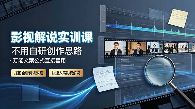 影视解说实训课：不用自研创作思路，万能文案公式直接套用，搭配全套剪辑教程，快速入局影视解说 - 渡客网创