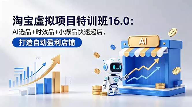 淘宝虚拟项目特训班16.0：AI选品+时效品+小爆品快速起店，打造自动盈利店铺 - 渡客网创