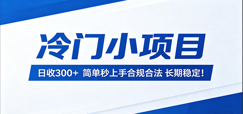 冷门小项目，日收300＋，简单秒上手合规合法，长期稳定！ - 渡客网创