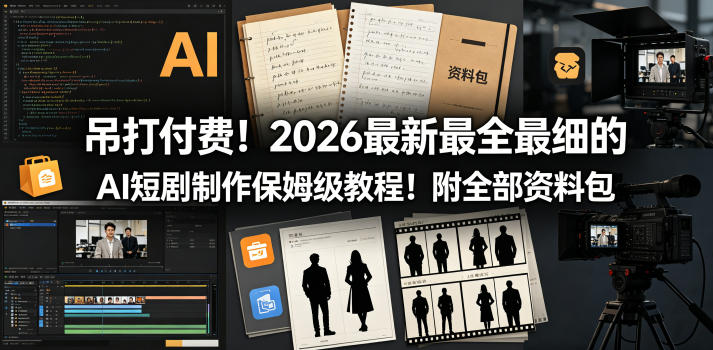 吊打付费！2026最新最全最细的AI短剧制作保姆级教程！附全部资料包 - 渡客网创