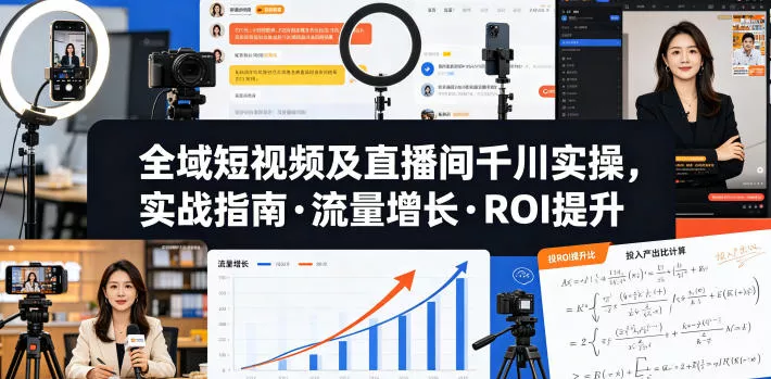 全域短视频及直播间千川实操，实战指南·流量增长·ROI提升(更新) - 渡客网创