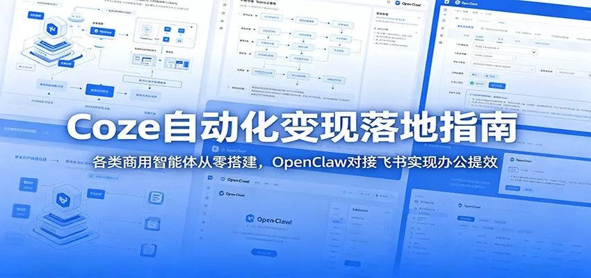 Coze自动化变现落地指南：各类商用智能体从零搭建，OpenClaw对接飞书实现办公提效 - 渡客网创