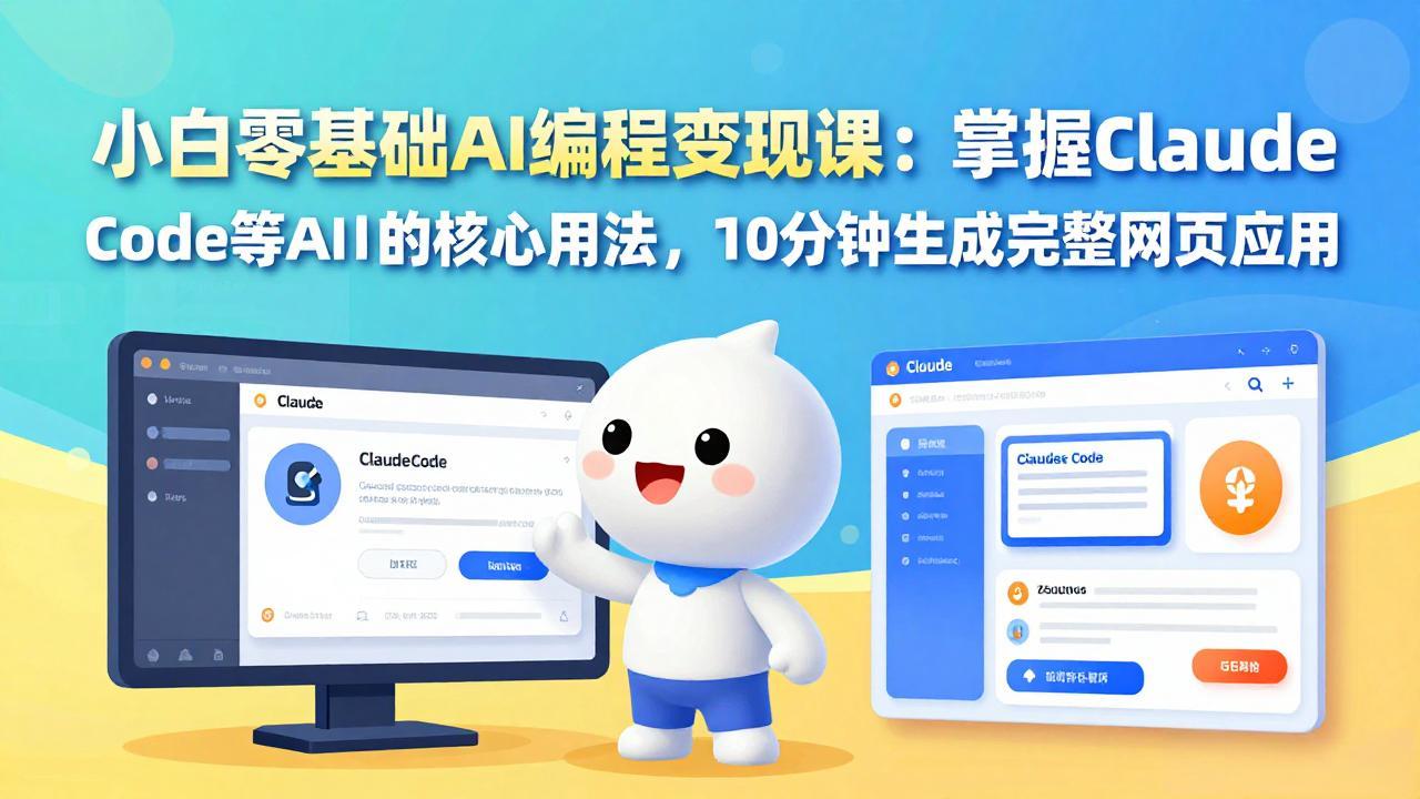 小白零基础AI编程变现课：掌握Claude Code等AI工具的核心用法，10分钟生成完整网页应用 - 渡客网创