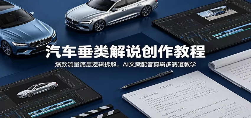 汽车垂类解说创作教程：爆款流量底层逻辑拆解，AI文案配音剪辑多赛道教学 - 渡客网创