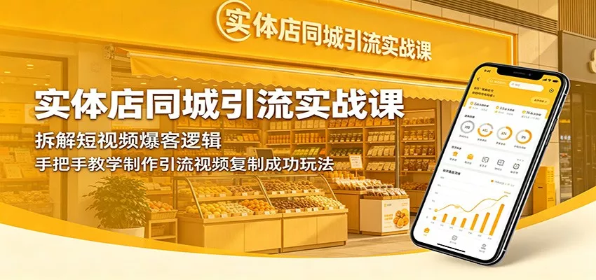 实体店同城引流实战课：拆解短视频爆客逻辑，手把手教学制作引流视频复制成功玩法 - 渡客网创
