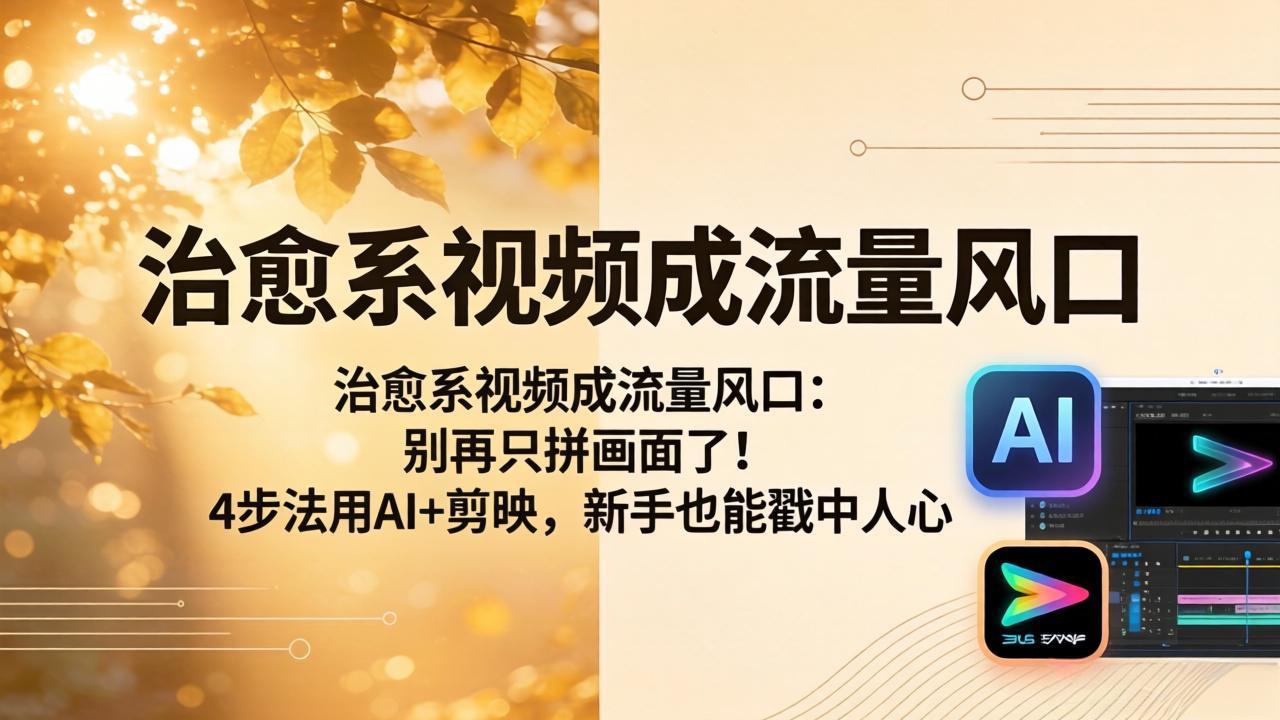 治愈系视频成流量风口：别再只拼画面了！4步法用AI+剪映，新手也能戳中人心 - 渡客网创
