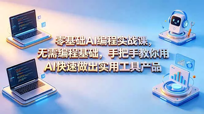 零基础AI编程实战课-更新，无需编程基础，手把手教你用AI快速做出实用工具产品 - 渡客网创