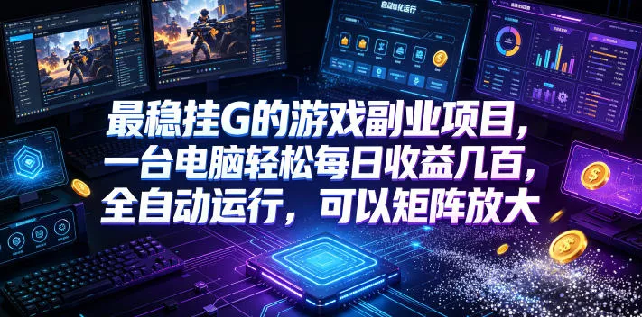 最稳挂G的游戏副业项目，一台电脑轻松每日收益几百，全自动运行，可以矩阵放大【揭秘】 - 渡客网创