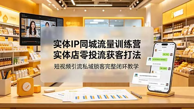 实体IP同城流量训练营：实体店零投流获客打法，短视频引流私域锁客完整闭环教学 - 渡客网创