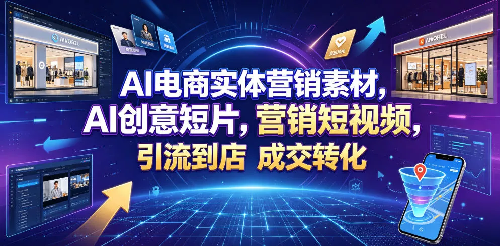 AI电商实体营销素材，AI创意短片，高效打造营销短视频，轻松引流到店，稳定提升门店客流与成交转化 - 渡客网创