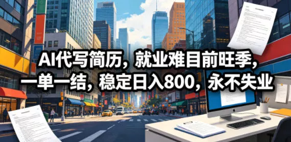 AI代写简历，就业难目前旺季，一单一结，稳定日入800，永不失业 - 渡客网创