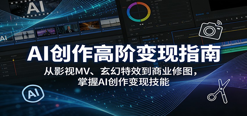 AI创作高阶变现指南：从影视MV、玄幻特效到商业修图，掌握AI创作变现技能 - 渡客网创