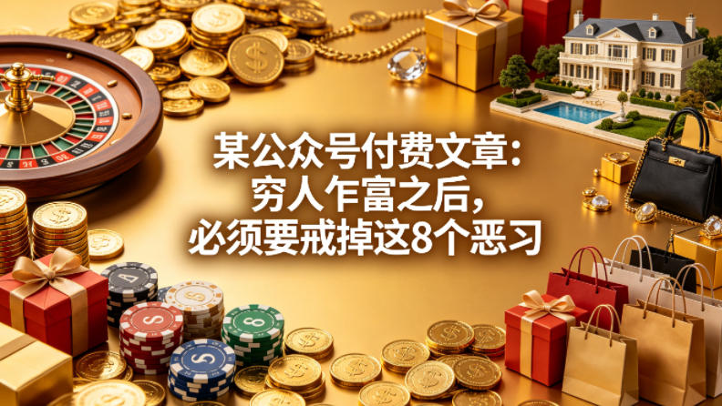 某公众号付费文章：穷人乍富之后，必须要戒掉这8个恶习 - 渡客网创