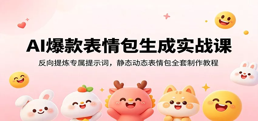 AI爆款表情包生成实战课：反向提炼专属提示词，静态动态表情包全套制作教程 - 渡客网创