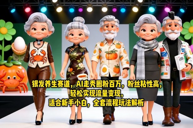 银发养生赛道，AI走秀圈粉百万，粉丝粘性高，轻松实现流量变现，适合新手小白，全套流程玩法解析 - 渡客网创