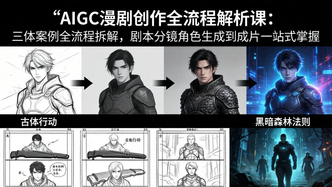 AIGC漫剧创作全流程解析课：三体案例全流程拆解，剧本分镜角色生成到成片一站式掌握 - 渡客网创