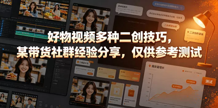 好物视频多种二创技巧，某带货社群经验分享，仅供参考测试 - 渡客网创