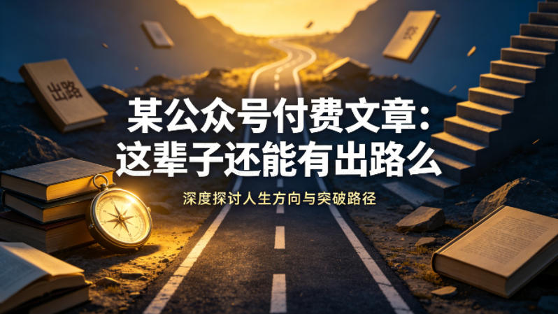 某公众号付费文章：这辈子还能有出路么 - 渡客网创