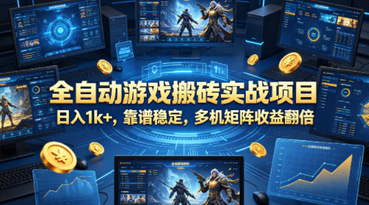 全自动游戏搬砖实战项目，日入1k+，靠谱稳定，多机矩阵收益翻倍【揭秘】 - 渡客网创
