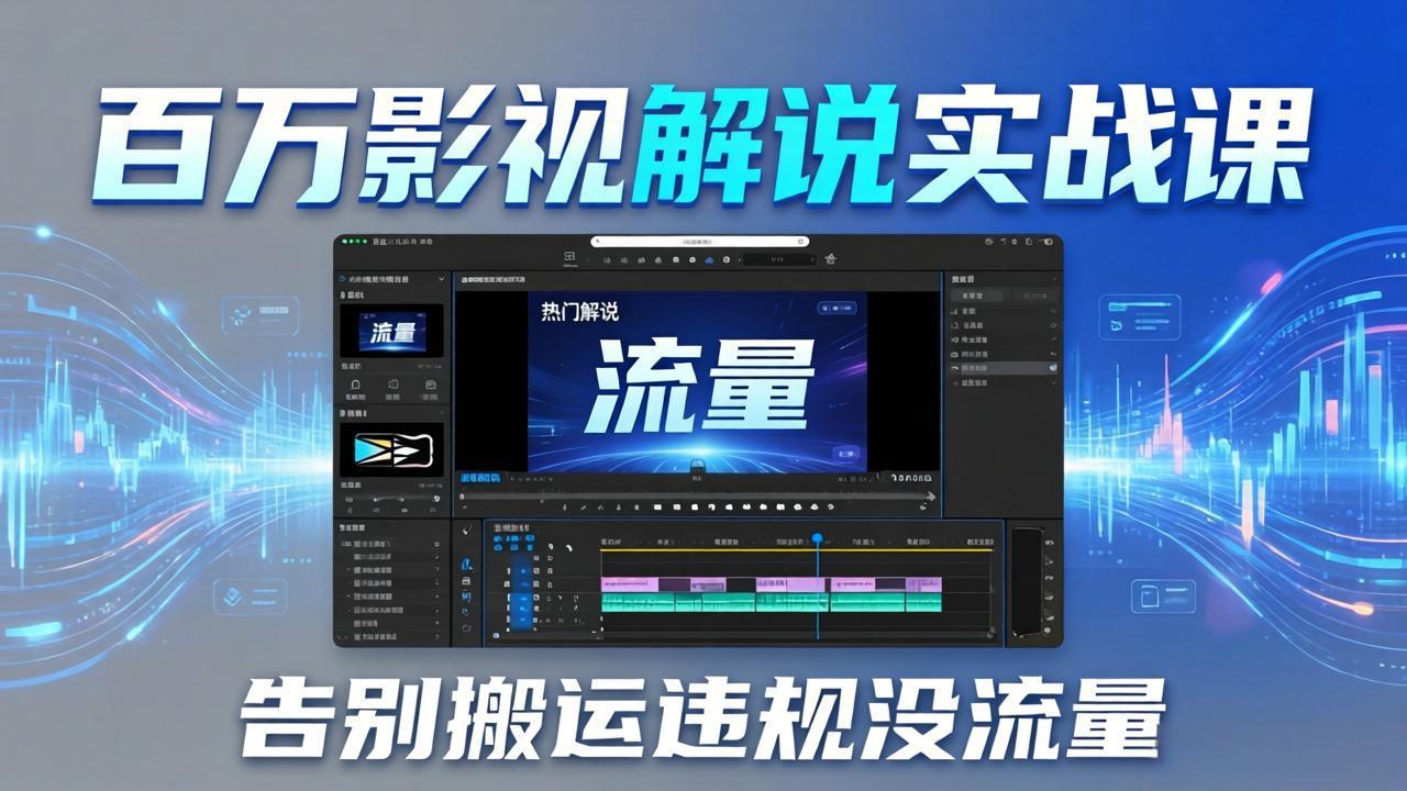 百万影视解说实战课：告别搬运违规没流量，AI文案+配音+剪映，做出能上热门的解说视频 - 渡客网创