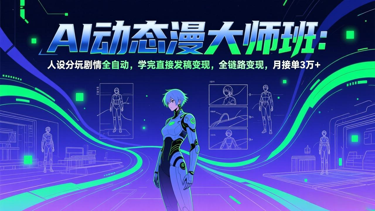 AI动态漫剧大师班：人设分镜剧情全自动，学完直接发稿变现，全链路变现，月接单3万+ - 渡客网创