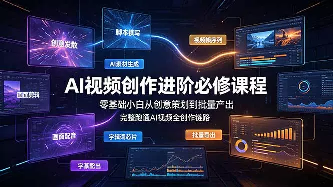 AI视频创作进阶必修课程：零基础小白从创意策划到批量产出，完整跑通AI视频全创作链路 - 渡客网创