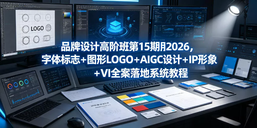 品牌设计高阶班第15期2026，字体标志＋图形LOGO＋AIGC设计＋IP形象＋VI全案落地系统教程 - 渡客网创