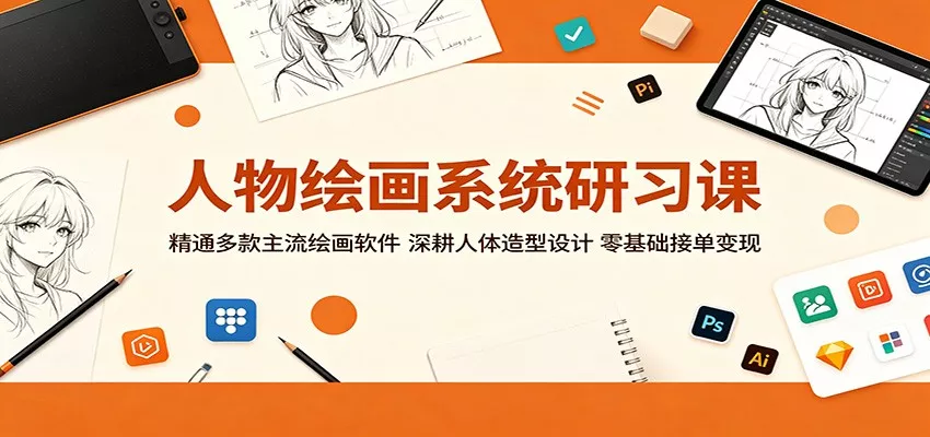 人物绘画系统研习课：精通多款主流绘画软件，深耕人体造型设计，零基础接单变现 - 渡客网创