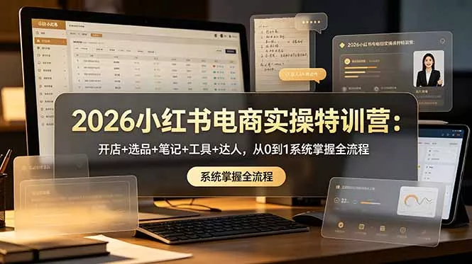 2026小红书电商实操特训营：开店+选品+笔记+工具+达人，从0到1系统掌握全流程 - 渡客网创