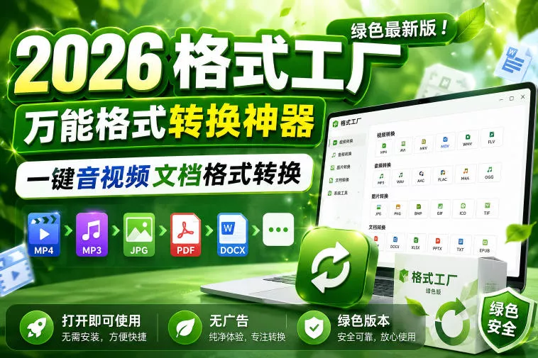 2026格式工厂绿色最新版！万能格式转换神器，一键音视频文档格式转换，打开即可使用，无广告绿色版本 - 渡客网创