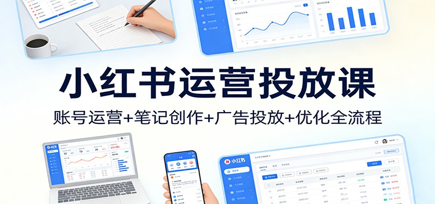 小红书运营投放课：账号运营+笔记创作+广告投放+优化全流程 - 渡客网创