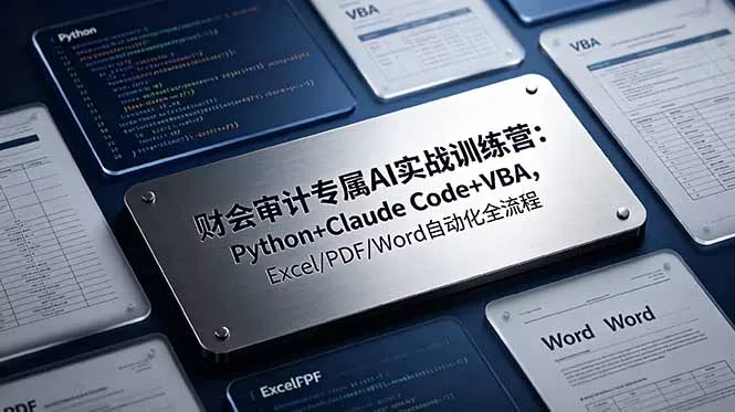 财会审计专属 AI实战训练营：Python+Claude Code+VBA，Excel/PDF/Word自动化全流程 - 渡客网创