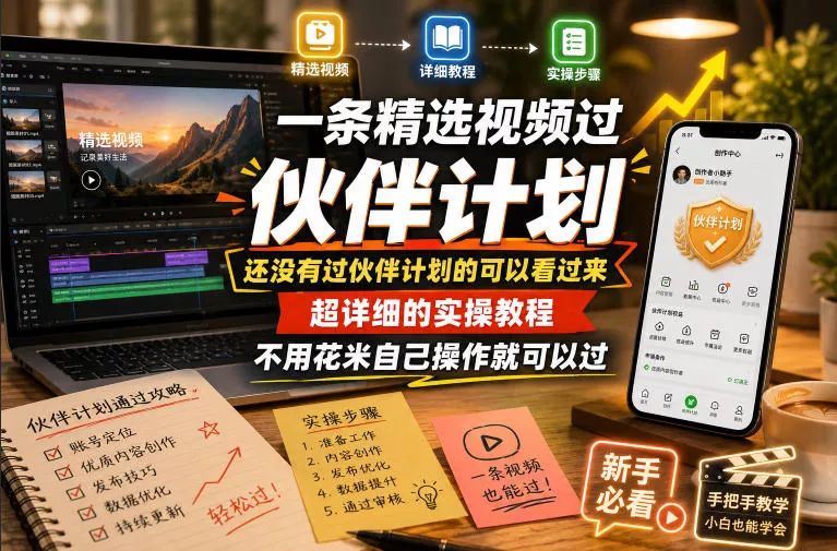 一条精选视频过伙伴计划，还没有过伙伴计划的可以看过来，超详细的实操教程，不用花米自己操作就可以过 - 渡客网创