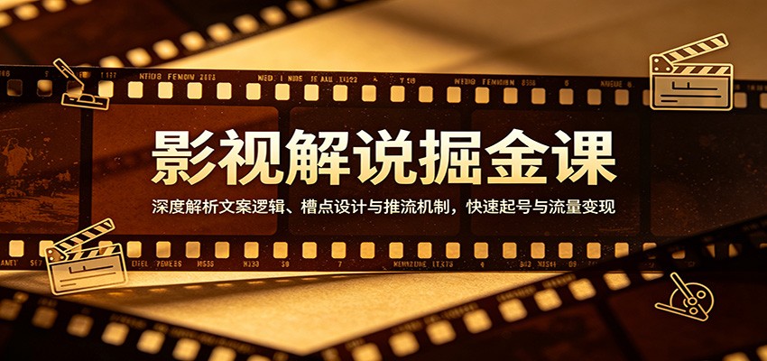 影视解说掘金课：深度解析文案逻辑、槽点设计与推流机制，快速起号与流量变现 - 渡客网创