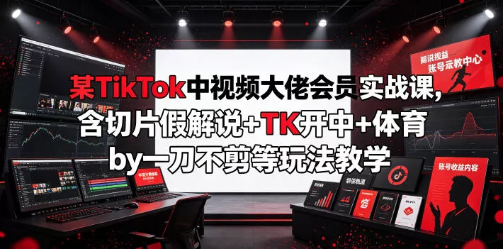 某TikTok中视频大佬会员实战课，含切片假解说+TK开中+体育by一刀不剪等玩法教学 - 渡客网创