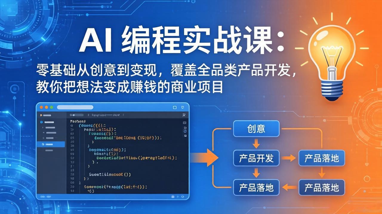 AI编程实战课-第三期-4月17更新：零基础从创意到变现，覆盖全品类产品开发，把想法变成赚钱项目 - 渡客网创