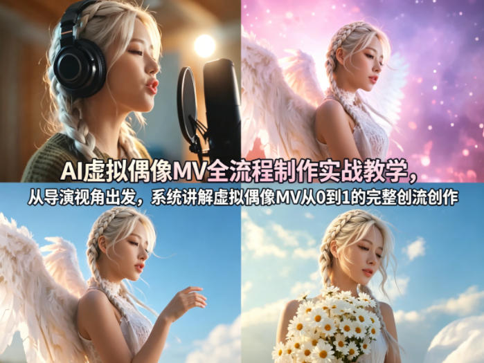 AI虚拟偶像MV全流程制作实战教学，从导演视角出发，系统讲解虚拟偶像MV从0到1的完整创作流程 - 渡客网创