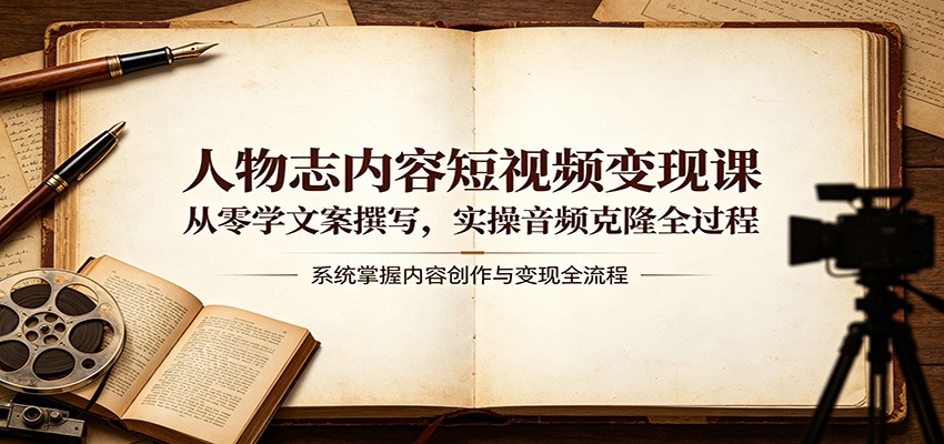 人物志内容短视频变现课：从零学文案撰写，实操音频克隆全过程 - 渡客网创