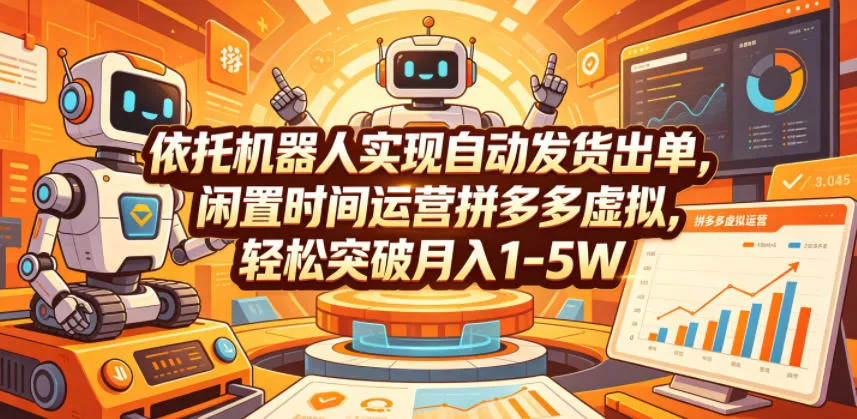 依托机器人实现自动发货出单，闲置时间运营拼多多虚拟，轻松突破月入1-5W【揭秘】 - 渡客网创
