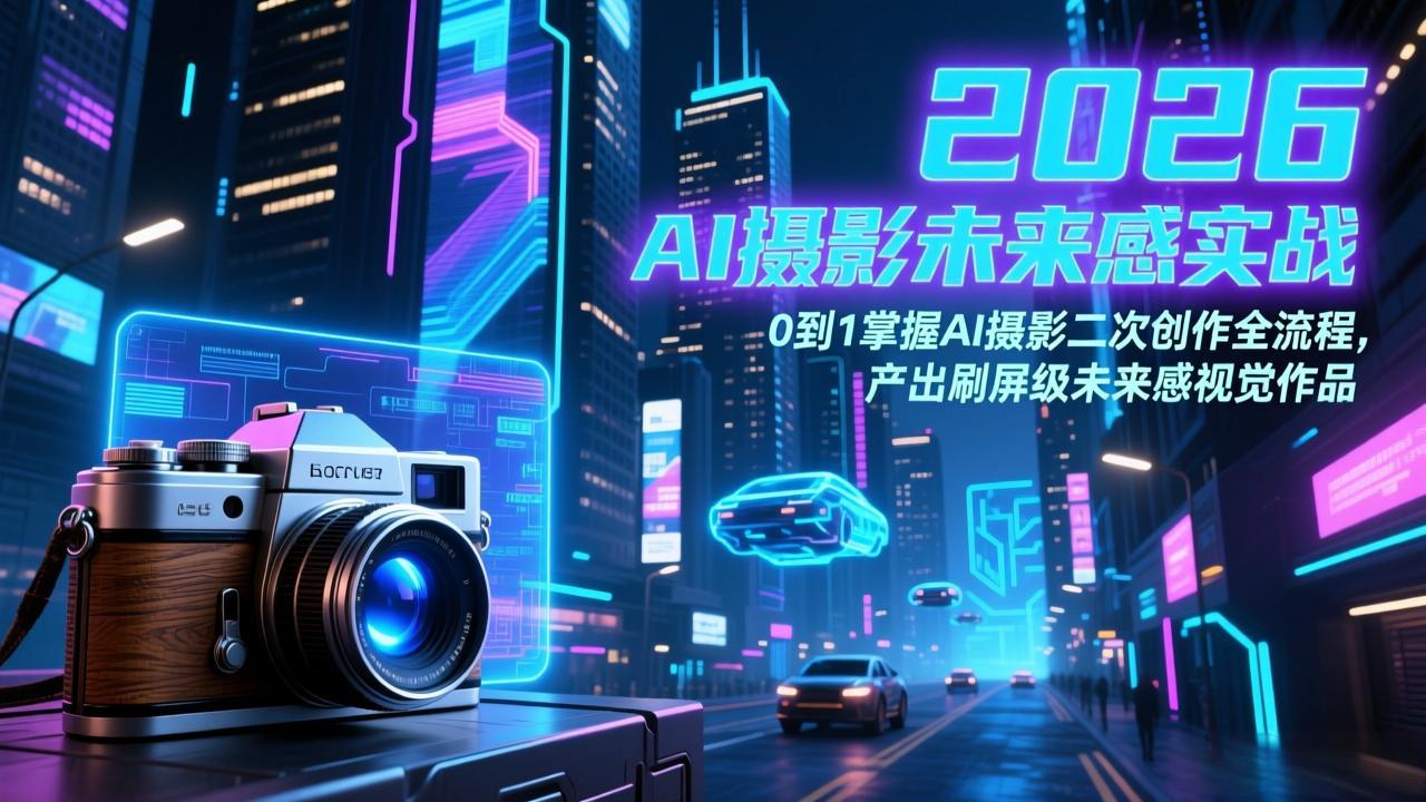 2026 AI摄影未来感实战：0到1掌握AI摄影二次创作全流程，产出刷屏级未来感视觉作品 - 渡客网创