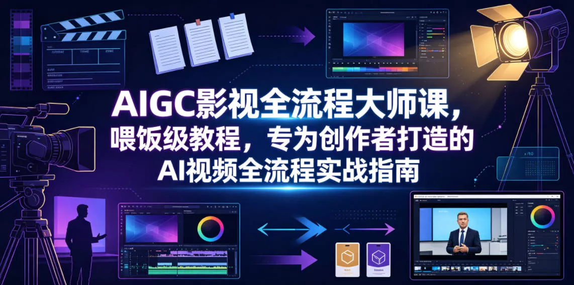 AIGC影视全流程大师课，喂饭级教程，专为创作者打造的AI视频全流程实战指南 - 渡客网创