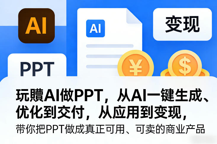 玩賺AI做PPT，从AI一键生成、优化到交付，从应用到变现，带你把PPT做成真正可用、可卖的商业产品(更新0421) - 渡客网创