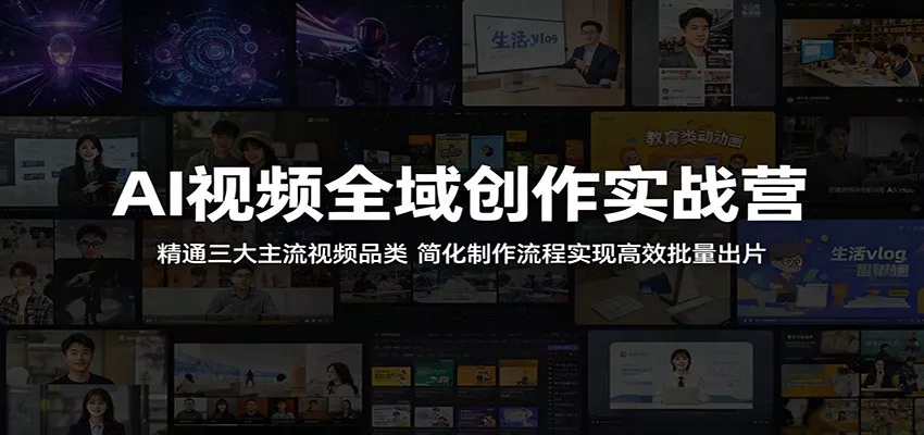 AI视频全域创作实战营：精通三大主流视频品类，简化制作流程实现高效批量出片 - 渡客网创
