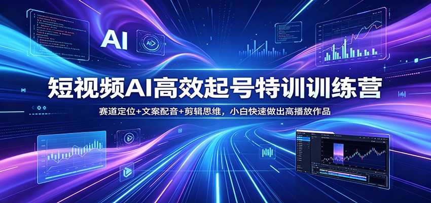 短视频AI高效起号特训训练营：赛道定位+文案配音+剪辑思维，小白快速做出高播放作品 - 渡客网创